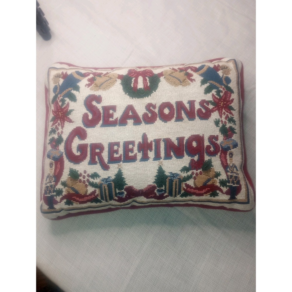 Seasons Greetings Christmas Throw Pillow Rug Texture 12inx10in